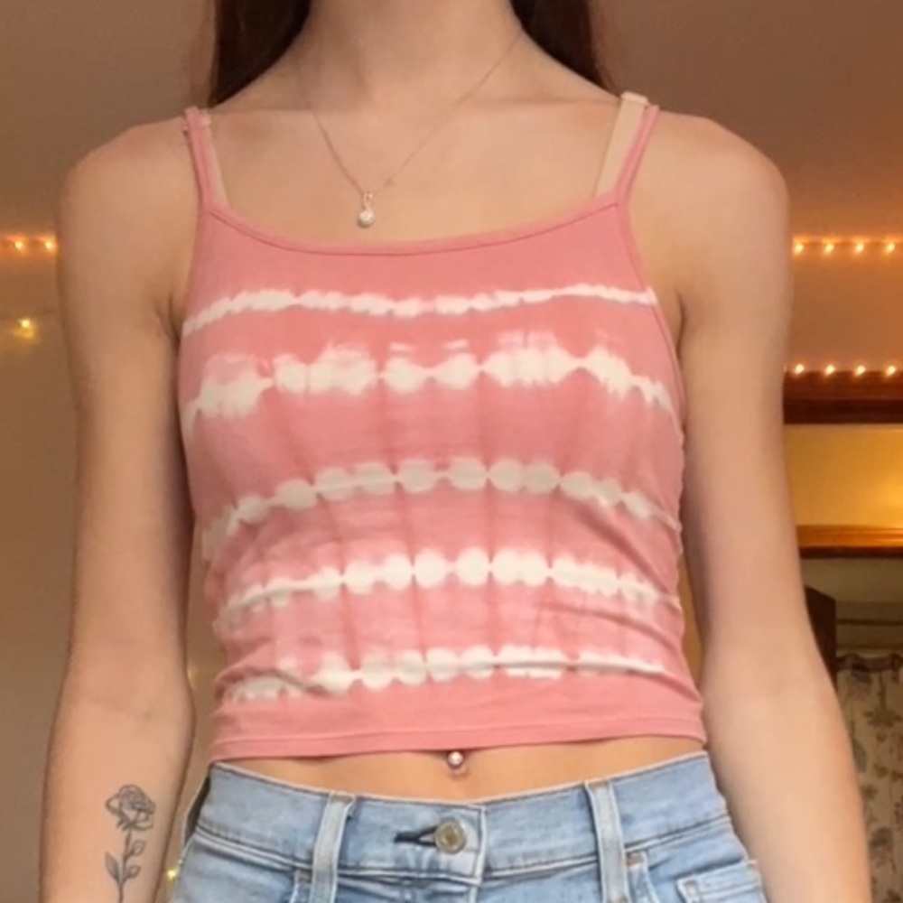 American Eagle Outfitters Pink and White Camisole